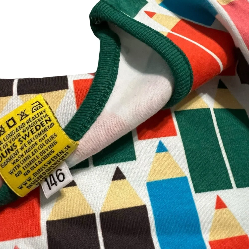 DUNS Sweden Sz 146 (11Y) Organic Pencils Print Dress